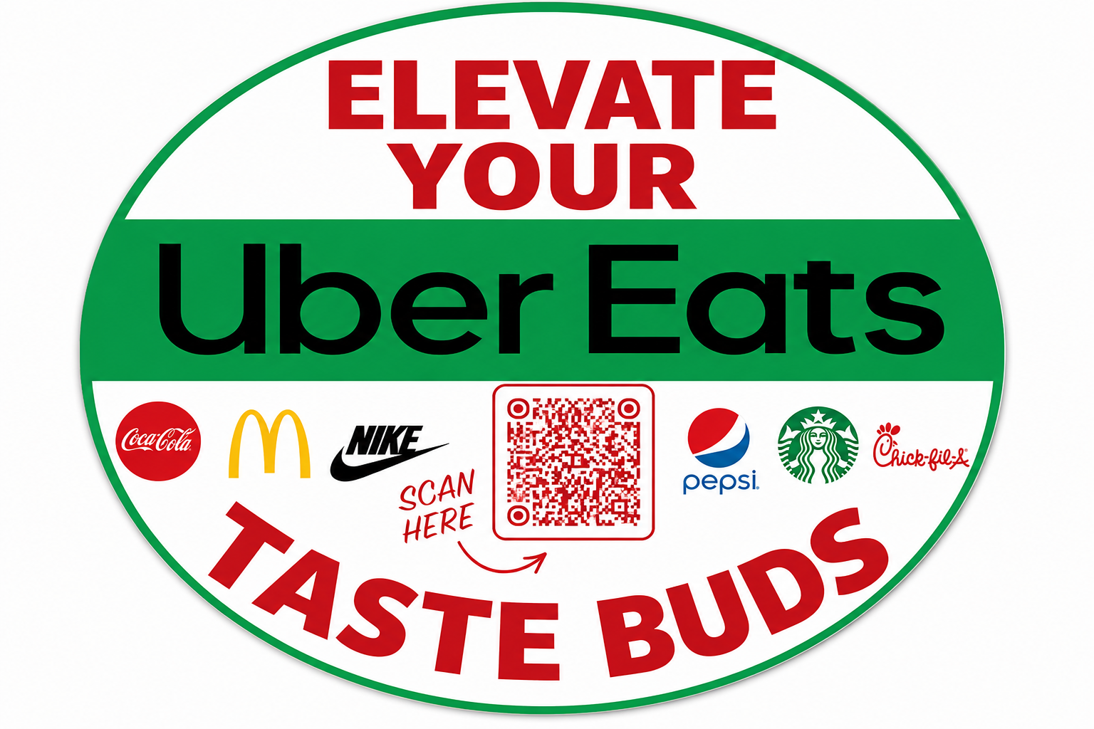 Elevate Your Uber Eats Taste Buds — circular brand placement graphic