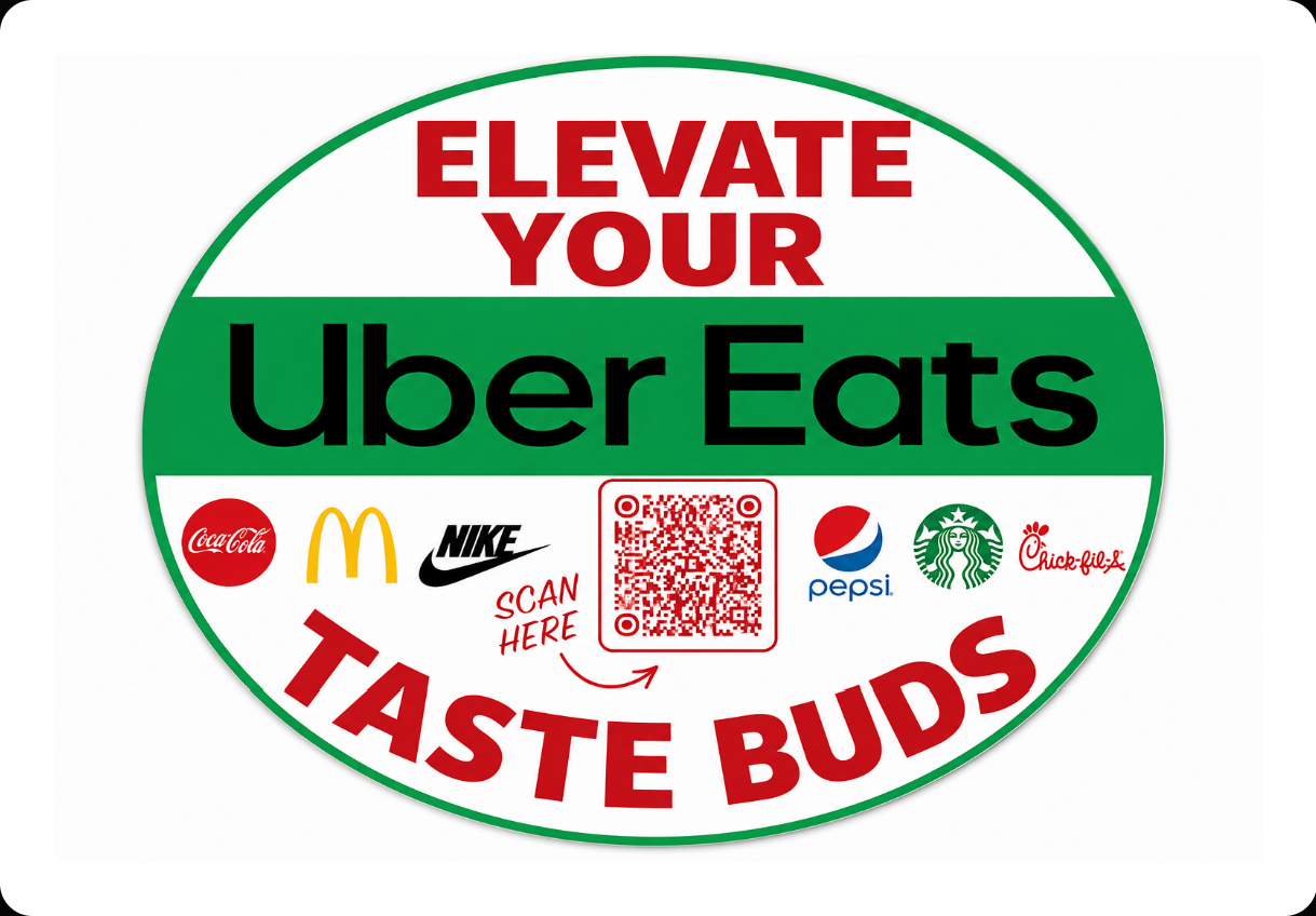 Elevate Your Uber Eats Taste Buds — circular brand placement graphic